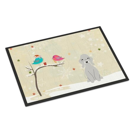 Carolines Treasures Christmas Presents Between Friends Bedlington Terrier Blue Indoor or Outdoor Mat, 18 x 0.25 x 27 in BB2562MAT